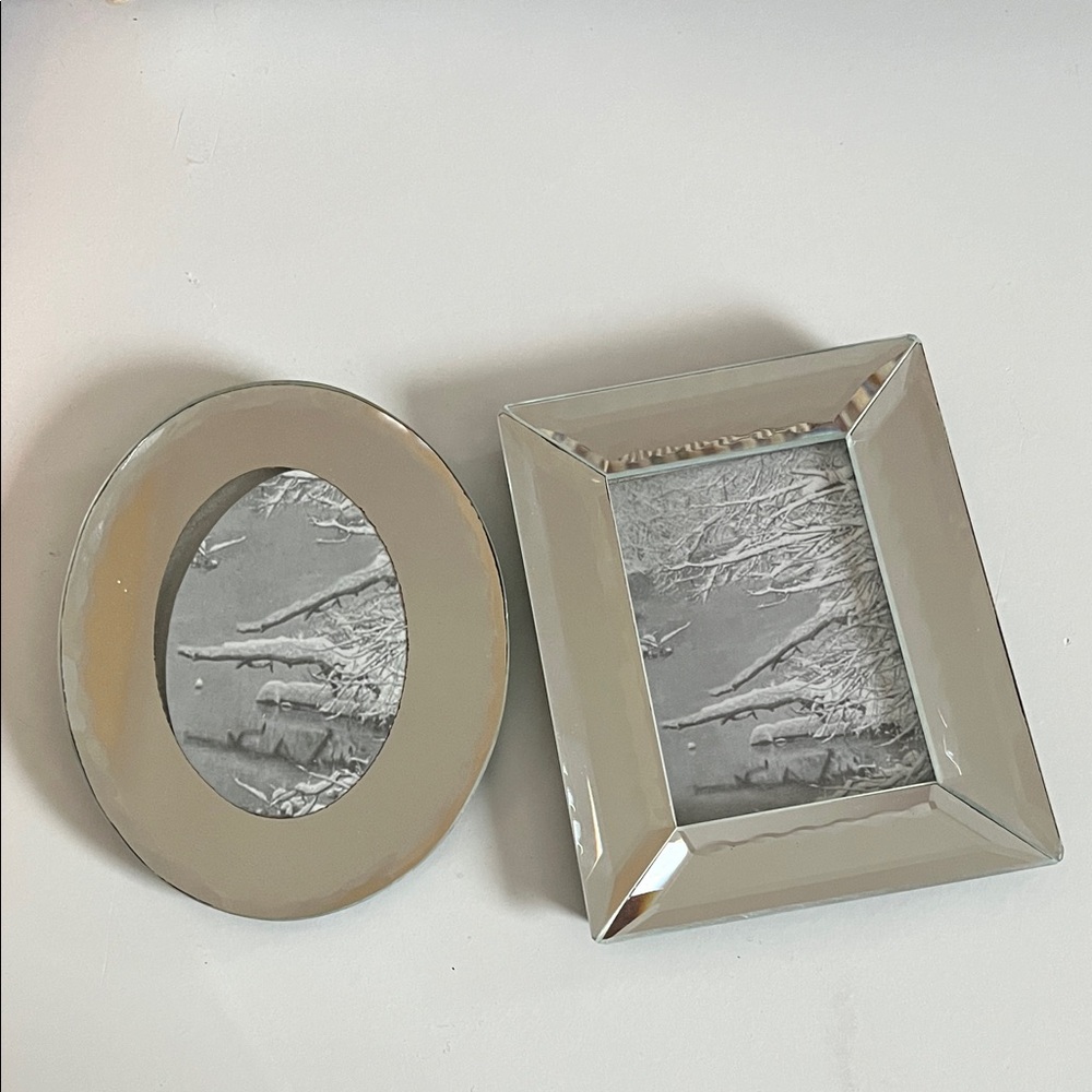 Silver Oval and Rectangular Picture Frames